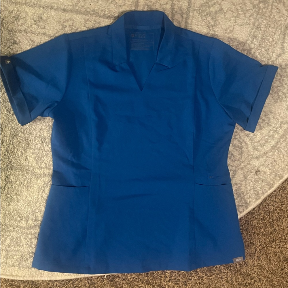 Figs Inala slim scrub top L royal blue